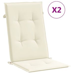 vidaXL Gartenstuhlauflagen f&uuml;r Hochlehner 2Stk. Creme 120x50x3cm Stoff