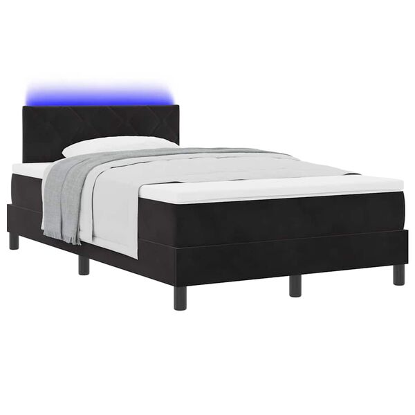 vidaXL LED Boxspringbett mit Matratze Schwarz 120 x 200 cm Samt