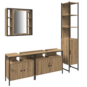 vidaXL Badezimmerm&ouml;bel-Set 4 stk. Artisan-Eiche 33 x 33 x 185,5 cm