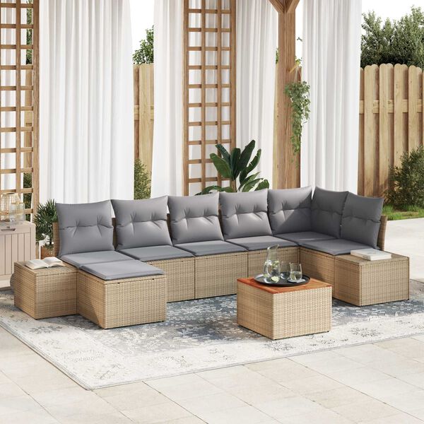 vidaXL Garten-Sofa-Set 8 pcs Beige und Hellgrau