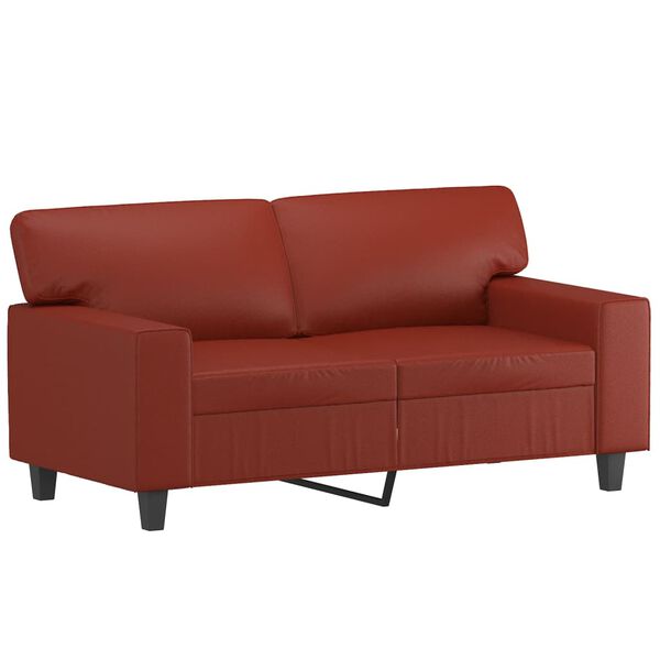 vidaXL 2-Sitzer-Sofa mit Kissen Weinrot 120 cm Kunstleder