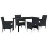 vidaXL Garten Essgruppe 5 stk. Schwarz Poly-Rattan