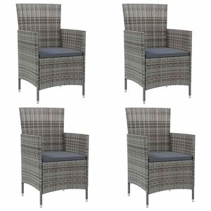 vidaXL Gartenst&uuml;hle mit Kissen 4 Stk. Poly Rattan Grau