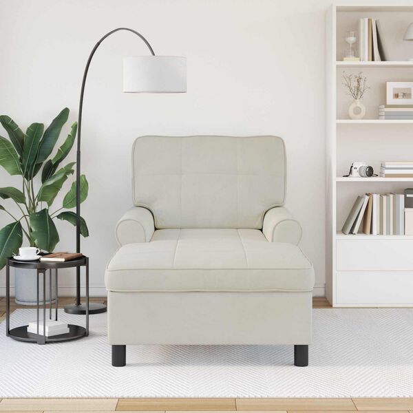 vidaXL Lounge-Liege mit Kissen Creme 91 x 157 x 91 cm Samt