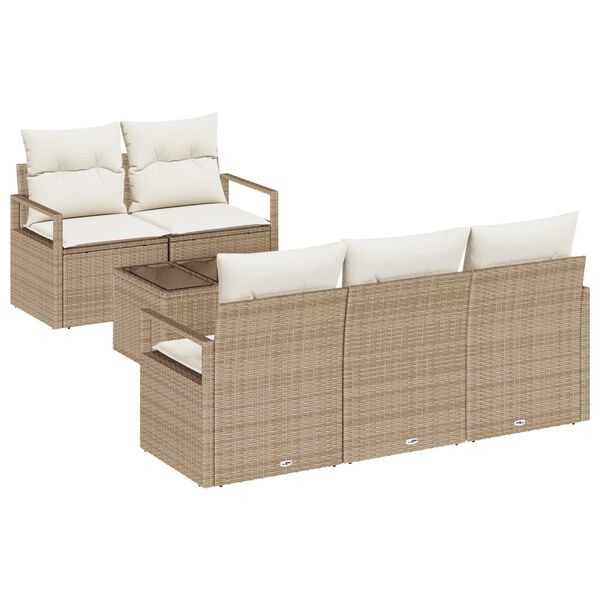 vidaXL Gartensofa-set mit Kissen 6 pcs Beige und Creme Poly-Rattan