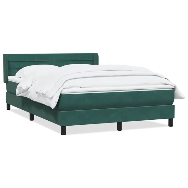 vidaXL Boxspringbett mit Matratze Dunkelgr&uuml;n 140x220 cm Samt
