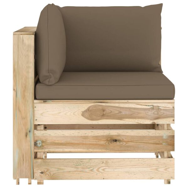 vidaXL 5-tlg. Garten-Lounge-Set mit Kissen Gr&uuml;n Impr&auml;gniertes Holz