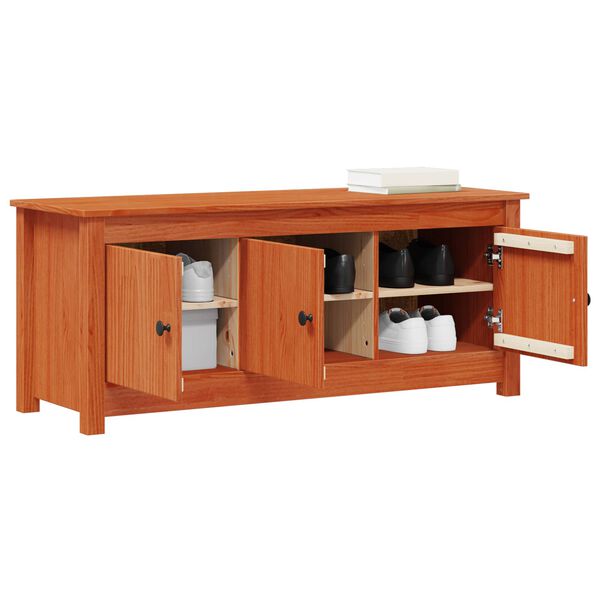 vidaXL Schuhschrank Wachsbraun 110 x 38 x 45,5 cm Massives Kiefernholz