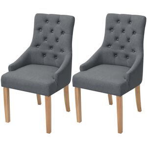 vidaXL Esszimmerst&uuml;hle 2 Stk. Dunkelgrau Stoff