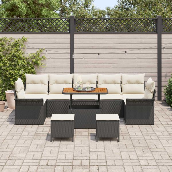 vidaXL Garten-Sofa-Set 10 pcs Schwarz Poly-Rattan