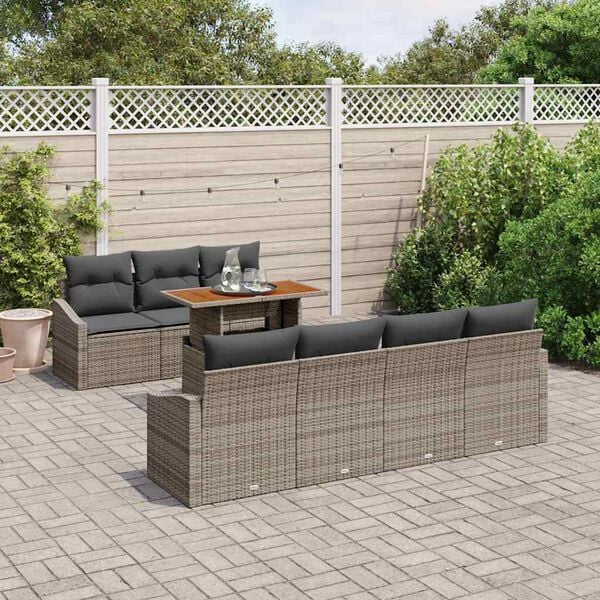 vidaXL Garten Essgruppe mit Kissen Grau und Braun 100 x 55 x 73 cm