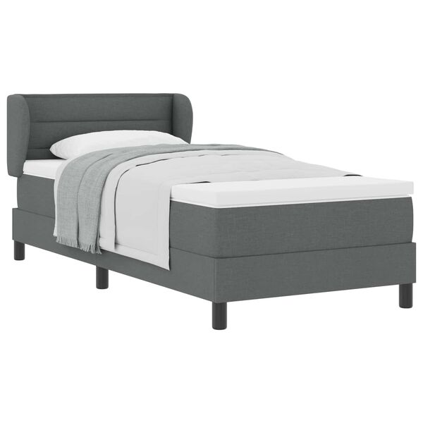 vidaXL Boxspringbett mit Matratze Dunkelgrau 90 x 190 cm Stoff