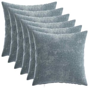 vidaXL Kissenbezug 6 stk. HEERLEN Himmelblau 40 x 40 cm Chenille-Stoff