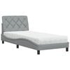 vidaXL Bett mit Matratze Hellgrau 90x190 cm Stoff