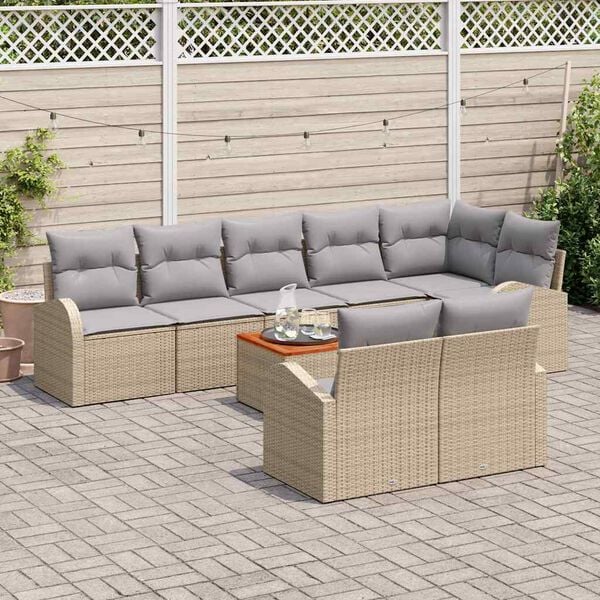 vidaXL Gartensofa-set 9 pcs Beige und Hellgrau Poly-Rattan