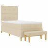 vidaXL Boxspringbett mit Matratze Creme 100 x 200 cm Stoff