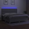 vidaXL Boxspringbett mit Matratze & LED Hellgrau 200x200 cm Stoff