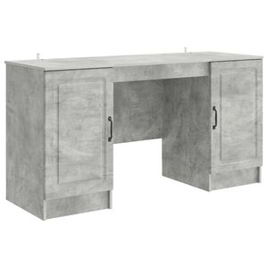 vidaXL Schreibtisch mit T&uuml;r Betongrau 142,5 x 50 x 75 cm Holzwerkstoff