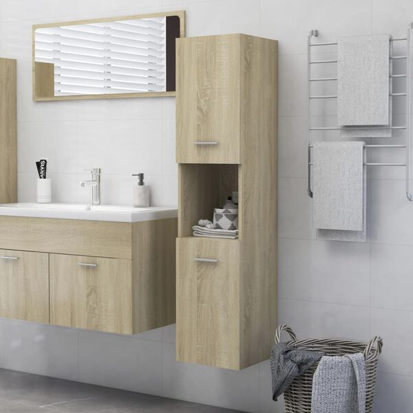 vidaXL Badezimmerschrank Sonoma-Eiche 30x30x130 cm Holzwerkstoff