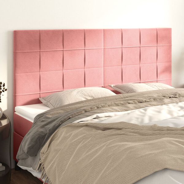 vidaXL Kopfteil Rosa 200 x 5 x 118/128 cm Samt