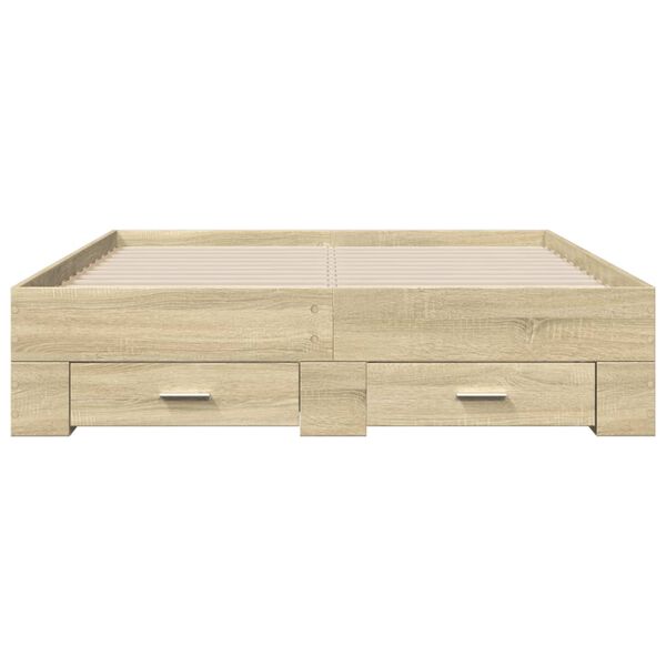vidaXL Bettgestell mit Schubladen Sonoma-Eiche 140x190cm Holzwerkstoff