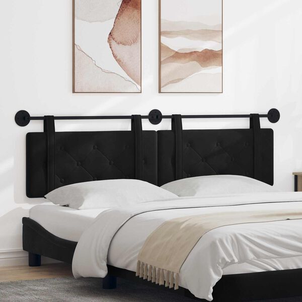 vidaXL H&auml;ngevorderseite Wandmontiert Schwarz 190 x 55 x 5 cm Samt