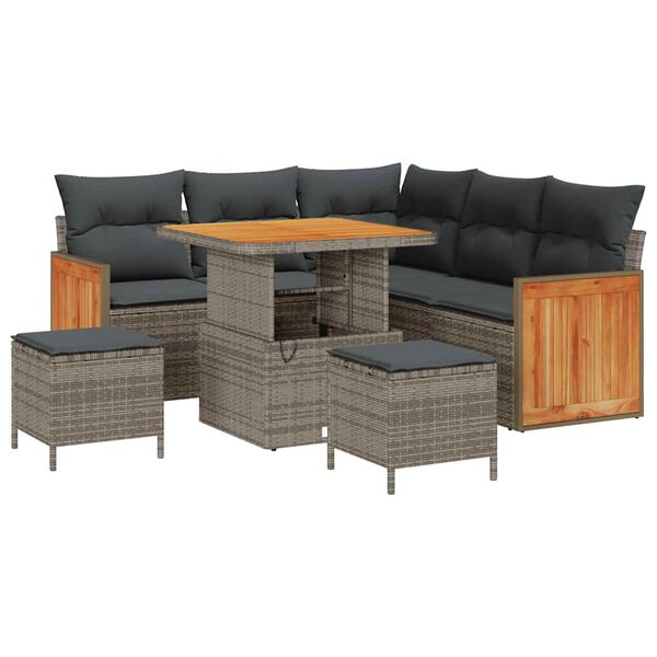 vidaXL Garten-Sofa-Set mit Kissen 8 pcs Grau