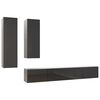 vidaXL 4-tlg. TV-Schrank-Set Hochglanz-Grau Holzwerkstoff