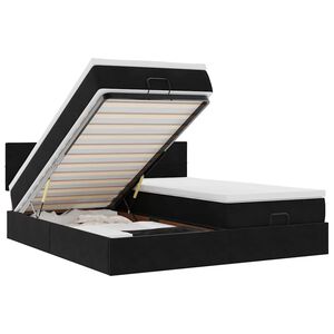 vidaXL Ottoman-Bett mit Matratzen & LEDs Schwarz 160x200 cm Samt