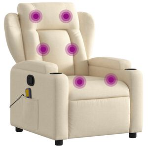 vidaXL Massage-Relaxsessel, cremefarbener Stoff