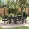 vidaXL Garten Essgruppe 9 pcs Schwarz Pulverbeschichteter Stahl