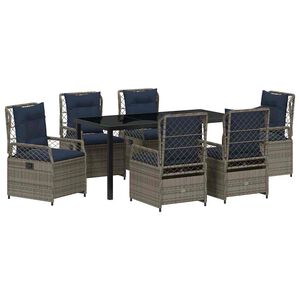 vidaXL Garten Essgruppe 7 pcs Grau Poly-Rattan