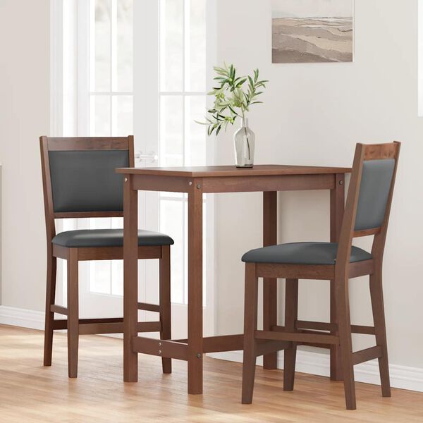 vidaXL Barhocker mit Kissen 2 Stk. Braun Massivholz Gummibaum