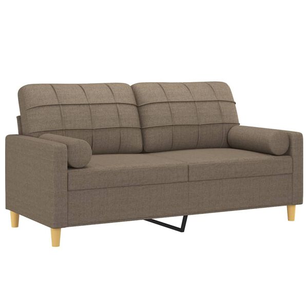 vidaXL 2-Sitzer-Sofa mit Kissen Taupe 140 cm Stoff