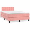 vidaXL Boxspringbett mit Matratze & LED Rosa 120x190 cm Samt