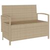 vidaXL Gartenbank mit Stauraum und Kissen Beige Poly Rattan