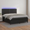 vidaXL Boxspringbett mit Matratze & LED Schwarz 180x200 cm Kunstleder