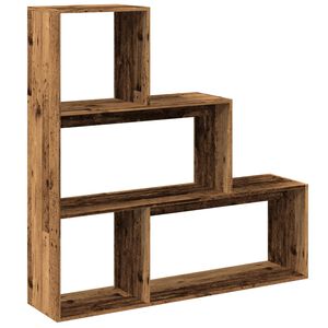 vidaXL Raumteiler-B&uuml;cherregal 3 Stufen Altholz-Optik 123x29x123 cm