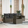 vidaXL 5-tlg. Garten-Sofagarnitur mit Kissen Grau Poly Rattan