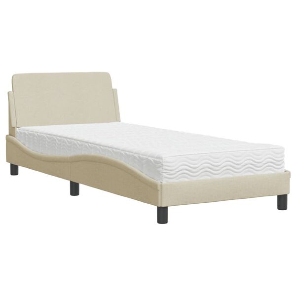 vidaXL Bett mit Matratze "Dover" Creme 80x200 cm Stoff