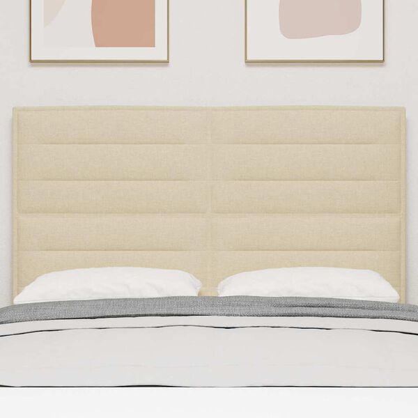 vidaXL LED Kopfteil mit LED-Lichtleisten Creme 144 cm Polyester