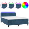 vidaXL Boxspringbett mit Matratze & LED Dunkelblau 140x200 cm Samt