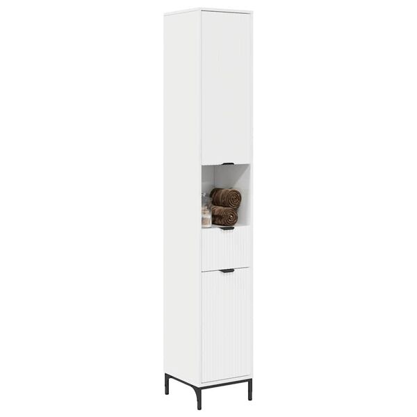 vidaXL Badezimmerschrank mit T&uuml;r Hochglanz Wei&szlig; 31,5 x 33 x 190 cm