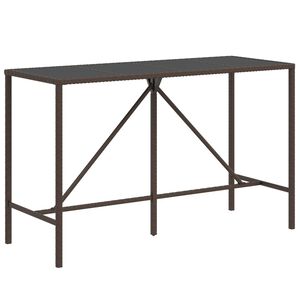 vidaXL Bartisch mit Glasplatte Braun 180x70x110 cm Poly Rattan