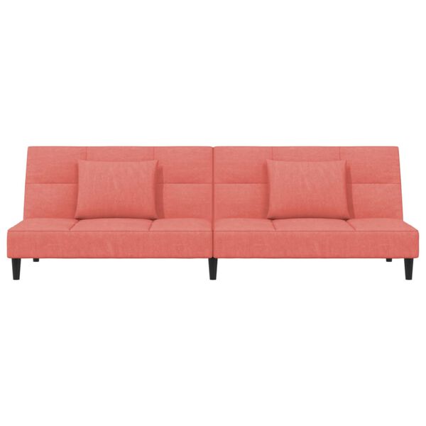 vidaXL Schlafsofa 2-Sitzer mit 2 Kissen Rosa Samt