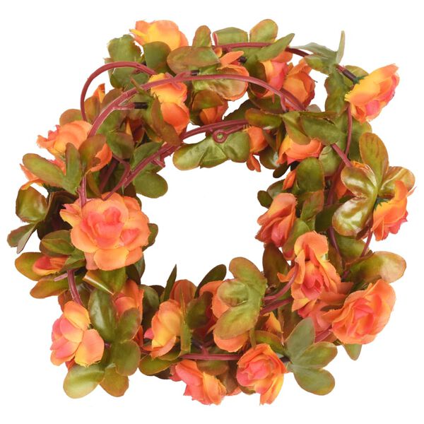 vidaXL Weihnachtskr&auml;nze Blumen 6 Stk. Orange 250 cm