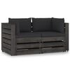 vidaXL 2-Sitzer Outdoor-Sofa mit Kissen Grau Impr&auml;gniertes Kiefernholz