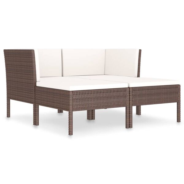 vidaXL 4-tlg. Garten-Lounge-Set mit Auflagen Poly Rattan Braun