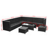 vidaXL 8-tlg. Garten-Lounge-Set mit Kissen Poly Rattan Schwarz