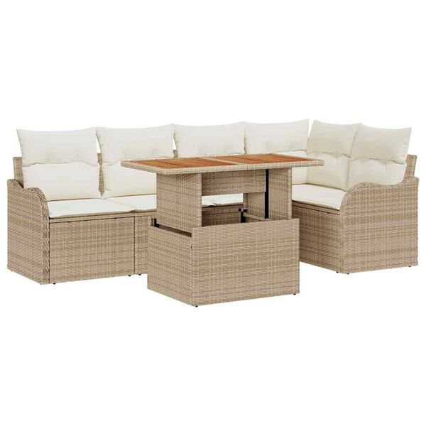 vidaXL Garten-Sofa-Set mit Kissen 6 pcs Beige und Creme